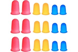 Ptwola 15 Pcs Rubber Fingers Tip Silicone Protector Covers Finger Cots Reusable Office Writing Sorting Thimbles Small Finger Pads Grips for Counting Collating Paperwork Cutting Embroidery Crafts