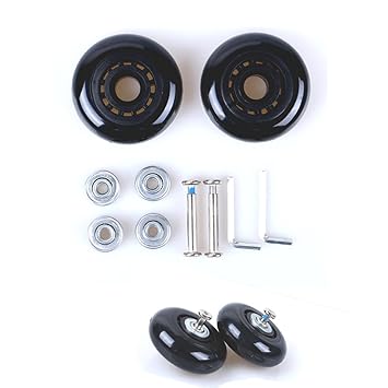 Fresh66 Paar Gepäck-Koffer Ersatz Wheels Rad Gummi Metall für Trolley Gepäckkoffer Hartschalenk ffer
