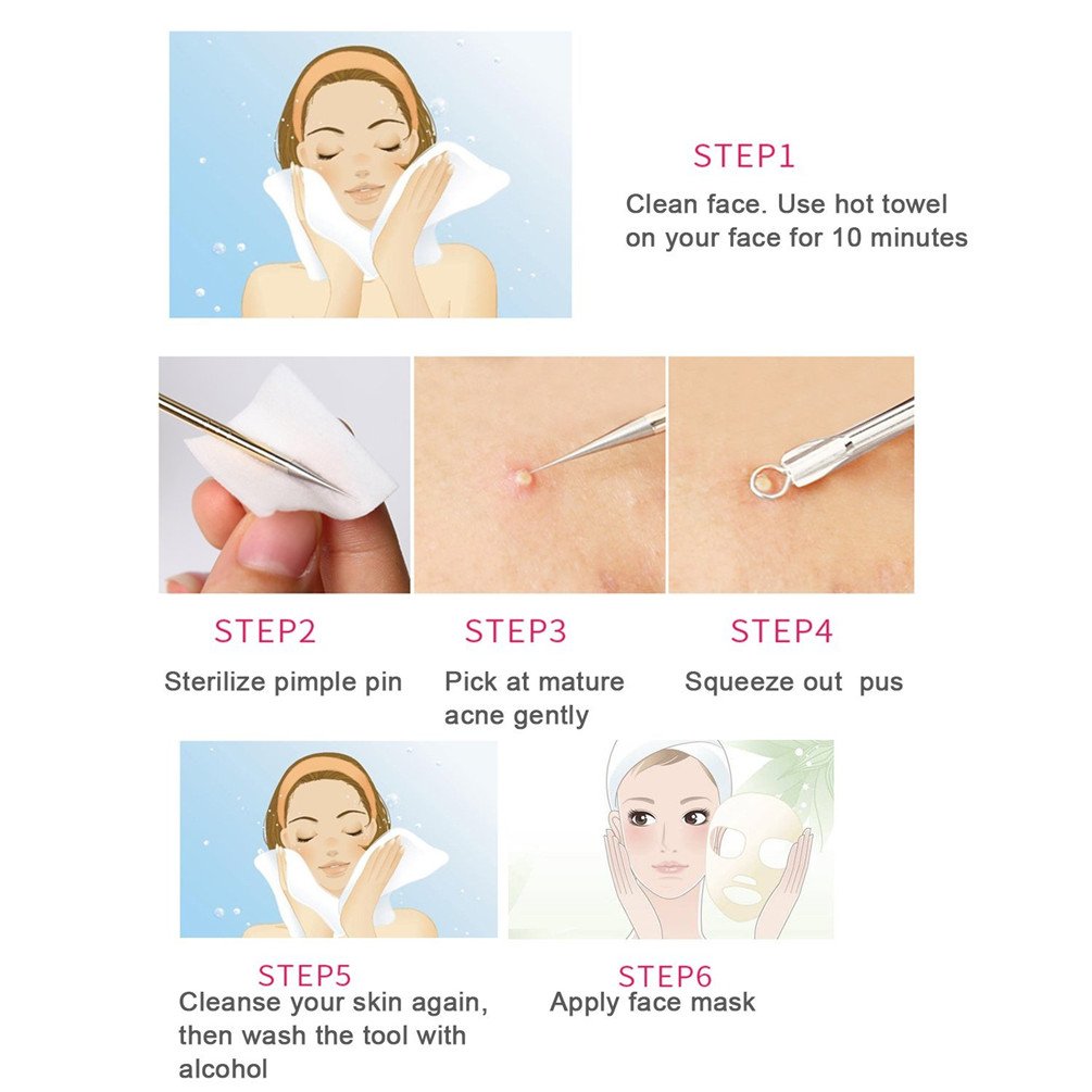 Blackhead Remover Tools, Excellent for Acne Treatment, Pimple Popping, Blackhead Extraction, Zit Removing, Blemish Removal, IOQSOF Blemish Pimple Whitehead Blackhead Acne