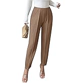 ASANDY Women's Elastic Waist High Elasticity Dress Pants Spring Business Casual Pants Legged Haren Pants Work Office Trousers