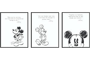 BigWig Prints Mickey Mouse Wall Decor - Mickey Mouse Wall Art Quotes, Nursery Decor Pictures, Motivational Inspirational Room Decoration Posters, Bathroom Art Classroom - Unframed 3 Pack (8x10)