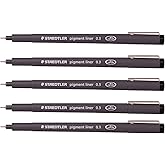 Staedtler 0.3 mm Pigment Liner Fineliner Sketching Drawing Drafting Pens Pack of 5