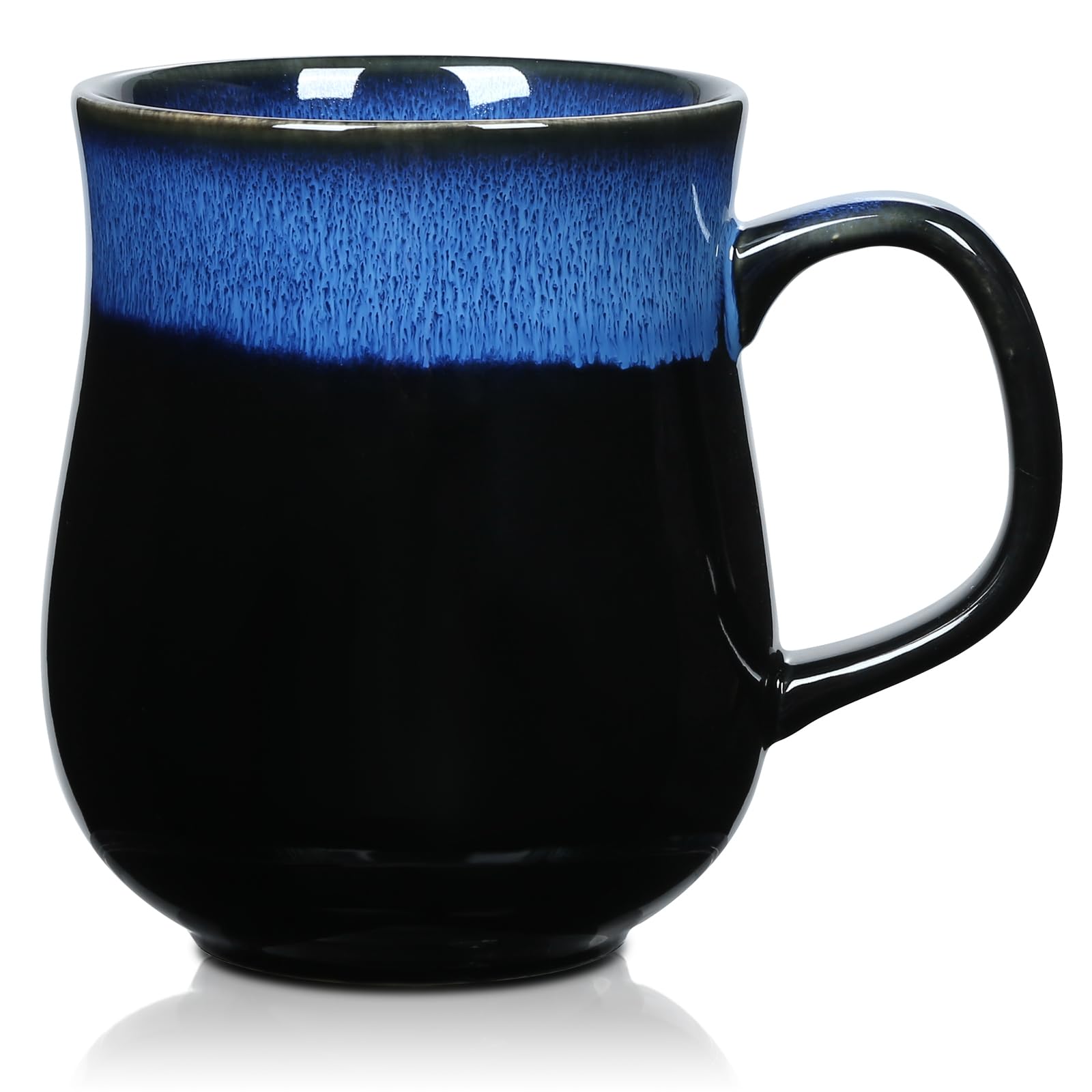 800ml Extra Large Ceramic Coffee Mug with Big Handle, 28Oz Handmade Glazed Oversized Tea Cup for Office and Home, Microwave and Dishwasher Safe, Jumbo Coffee Cup for Hot Cold Drinking (Starry Blue)