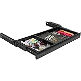 Mount-It! Shallow Under Desk Storage Drawer, 2 Compartments, 20.7 in, Black | Office organizer, needs 22.25x8.9 in space, wood or MDF only, desktop over 0.47 in thick, no crossbars, steel frame