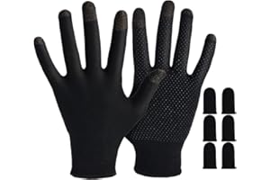 Gaming Gloves for Sweaty Hands - Rakizbe High-Sensitive Anti-Sweat Breathable Seamless Touch Screen Gloves with Thumb Finger Sleeves for iPad/Mobile Game Controller