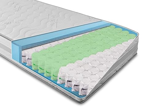 BMM Komfort TFK 7-Zonen Taschenfederkernmatratze 90x200 cm in Härtegrad H3 fest, Höhe 23cm, Matratze mit waschbaren Bezug Sil