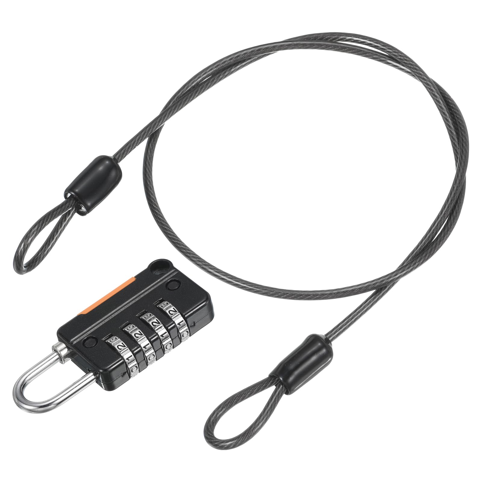 YOKIVE 1 Set 4 Digit Combination Lock with Security Cables, Outdoor Padlock Steel Lock Chains | Great for Lockers Baggage Bikes (Black, 1.6Ft)