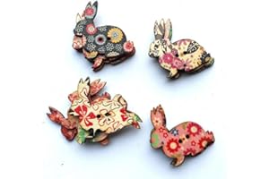 50Pcs Cartoon Rabbit Wooden Buttons for Craft Sewing Scrapbooking DIY Decor Accessory Fashion Book