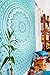 Set of 2 Boho Tapestry or Mandala Tapestry Wall Hanging Indian Hippie Tapestry Bohemian Blanket or Table Cover or Tablecloth Beach Towel Meditation Yoga Mat - Twin Size - 55x85, Blue and Green
