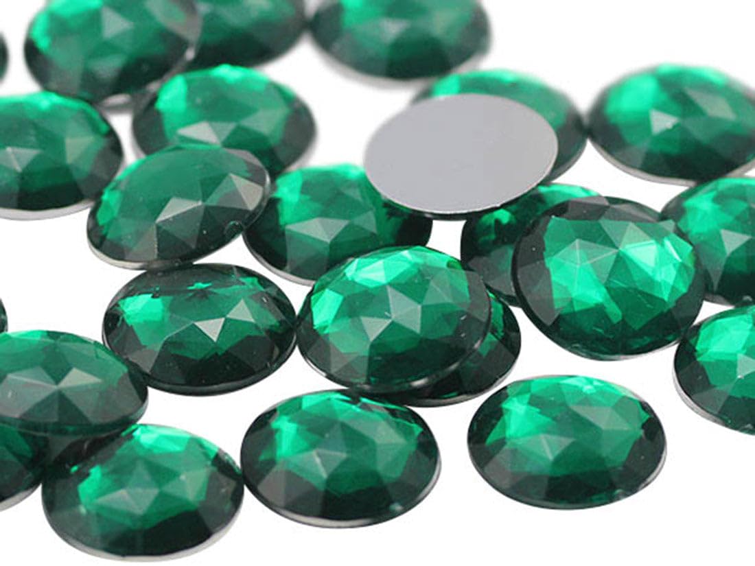 20mm Flat Back Round Acrylic Rhinestones Plastic Circle Gems for Costume Making Cosplay Jewels Pro Grade - 20 Pieces (Green Emerald H106) — image 1