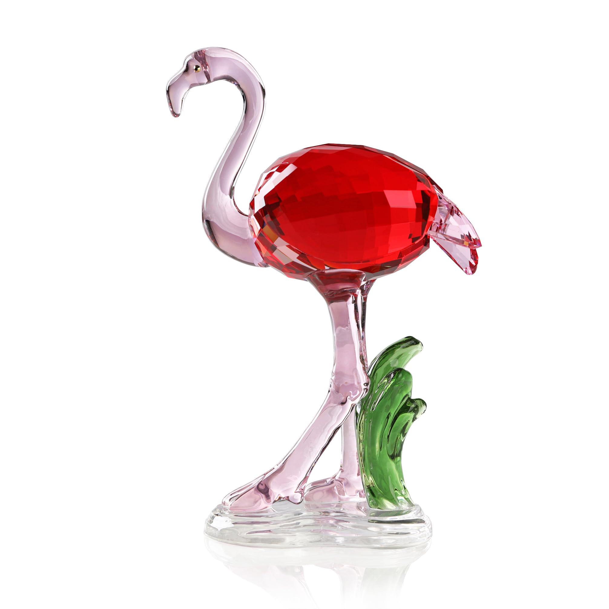 Crystal Flamingo Realistic Animal Art Figurine Collection Table top Ornament Statue Home Decor