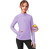 Zaclotre Girls Fleece Long Sleeve Shirts Half Zip Pullover Sweatshirt with Pockets Kids Athletic Winter Jacket