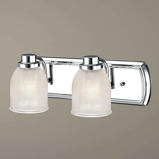 2 Light Wall Mounted Bathroom Light With Clear Prismatic Glass In