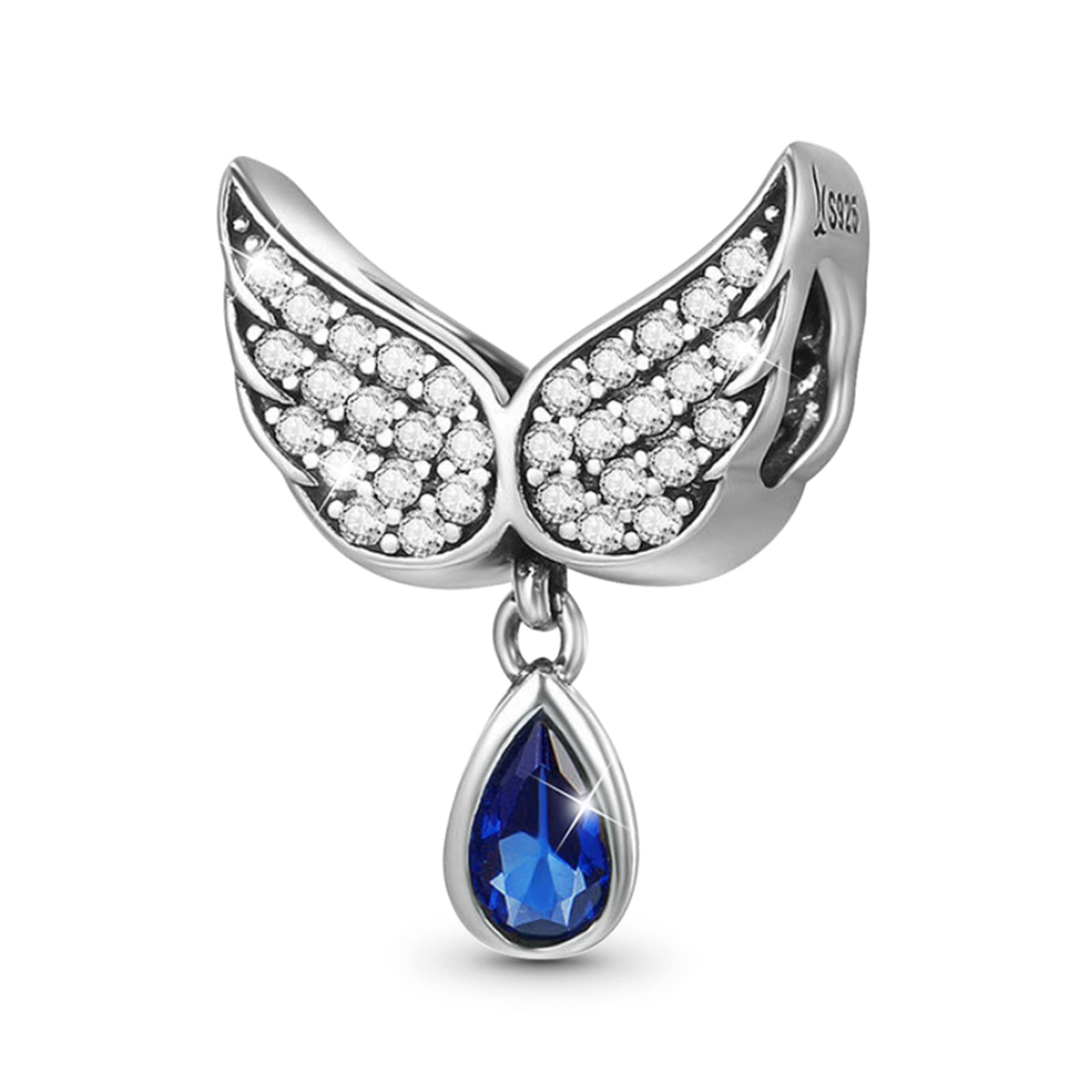 GNOCE Angel's Wing Pendant Charm Sterling Silver Dangle Charm Fit Bracelet/Necklace for Women Girls Wife Daughter