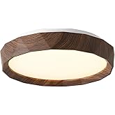 ANYLOVE 15 inch LED Flush Mount Ceiling Light Fixture,3000K 4000K 5000K Adjustable Ceiling Lights, Farmhouse Oak Wood Grain C