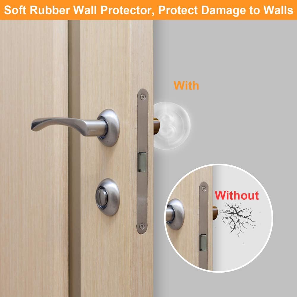 Door Knob Wall Shield Set of 6 1.97" Door Stopper Wall Protector Self Adhesive, Soft Clear Rubber Door Bumpers, Reusable Door Stops Guard for Door Handle, Refrigerator Door: Home Improvement
