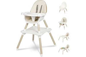 Gofirst 6 in 1 Baby High Chair,Convertible High Chairs for Babies and Toddlers/Booster Seat/Table and Chair Set,Baby Feeding Chair/5-Point Harness,4-Position Removable Tray&PU Cushion Baby Highchair