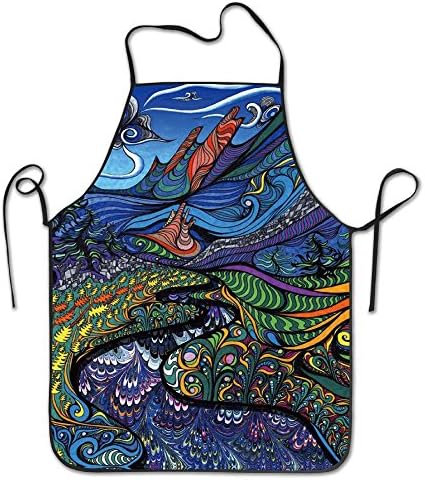 Multicolor Psychedelic Fish Tree Aprons Professional Bib Apron For Women Men Girl Kids Gifts Kitchen Decorations