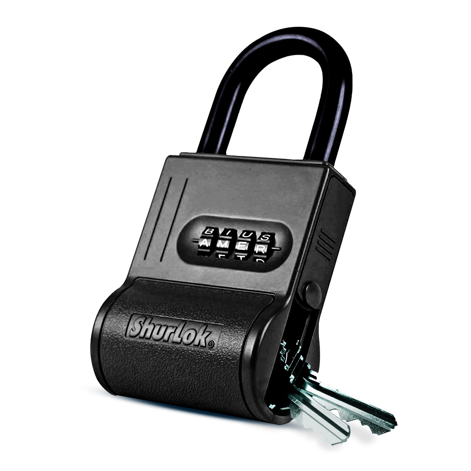 Photo 1 of ShurLok SL-100W 4-Dial Dual Combination Lock Box, Durable Combo Lock for Outdoor Storage & Home Improvement, Door Locker Locks with Side Key Door, 8.7 x 1.6 x 5.6 Inches, Black