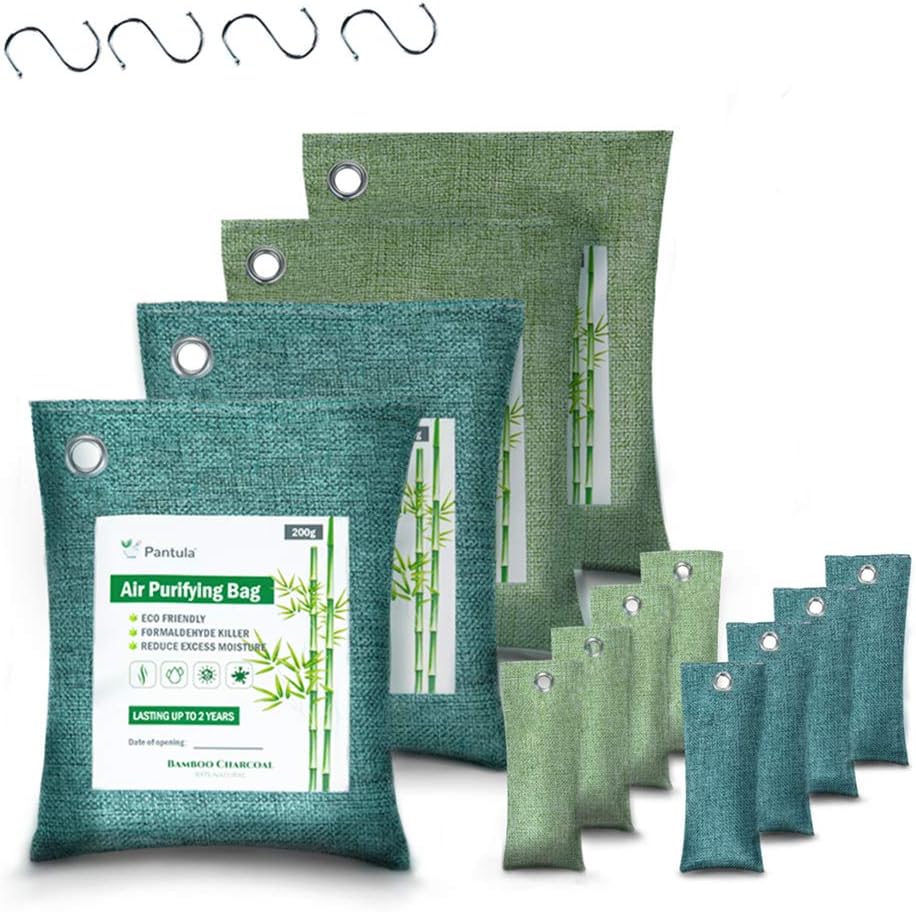 Pantula Bamboo Charcoal Bags - Activated Charcoal, Air purifying bags 12 Pack, Odor absorber (200G*4 50G*8) Air Freshener Natural Fresh, Charcoal bags for Home Pet Car with Activated Charcoal Natural Absorb: Kitchen & Dining