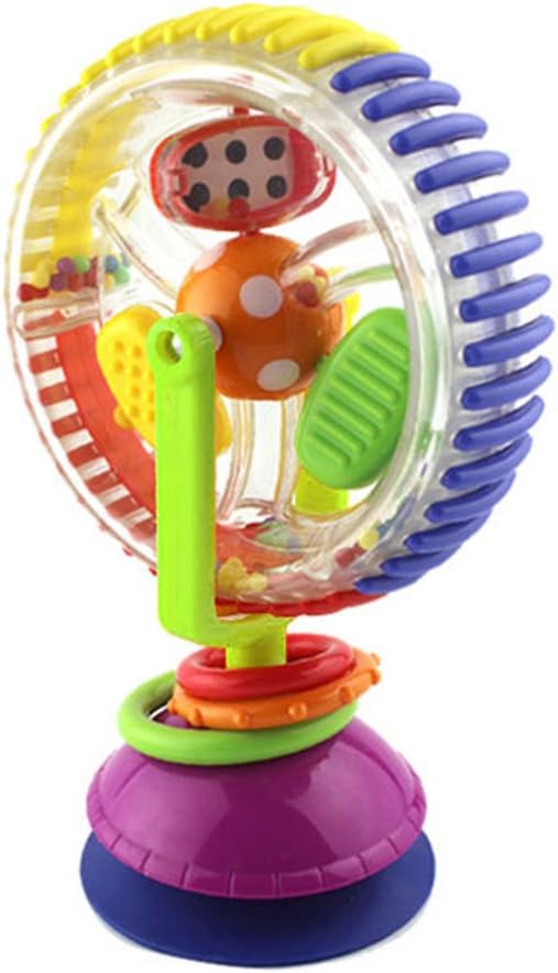 TOYMYTOY Baby Rattle Toys with Paperboard Tricolor Multi-Touch Rotating Ferris Wheel Suckers Toy