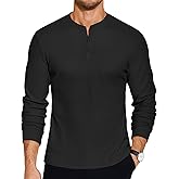 COOFANDY Men's Henley T-Shirts Long Sleeve Pullover Shirt Casual Heavyweight Button Shirts Basic Tees