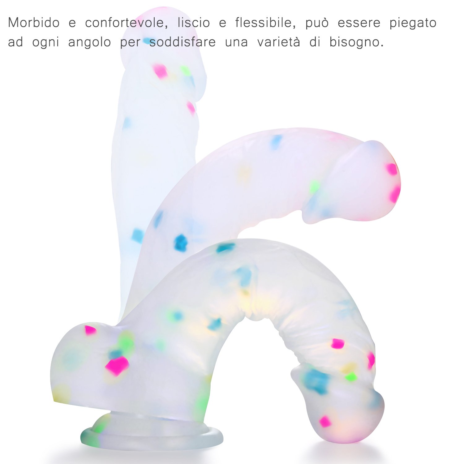 Dildo Louviva 20cm Pene Realistico Trasparente con Ventosa Forte Imballaggio Anonimo di Silicone con Decorazione Colorato Amazon Salute e cura