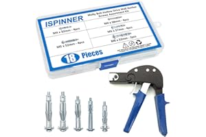 ISPINNER Wall Anchor Setting Tool with 18pcs Molly Bolt Hollow Drive Wall Anchor Screws Assortment Kit, Heavy Duty Anchor Gun for Cavity Anchor Plasterboard Fixing
