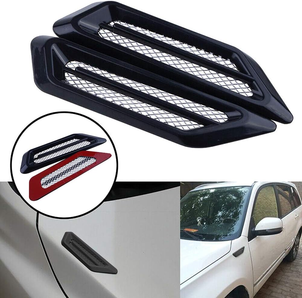 FADZECO 2 Pack Air Flow Intake Sticker,Bonnet Hood Turbo Side Vent Cover Fender Trim for Car Auto Door Side Decor