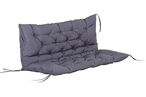 Outsunny 2 Seater Garden Bench Cushion, Soft Thick Outdoor Non-Slip 2 Seater Soft Pad with Backrest for Garden Patio, 52" x 4