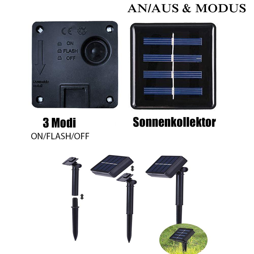 ANEAR Solar Lichterkette Außen Garten Globe 6 Meter 30er LED Wasserdicht Beleuchtung für Garten, Balkon, Party