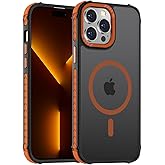 DEERLAMN Strong Magnetic Case for iPhone 15 Pro Max 6.7-Inch,[Compatible with Magsafe][Military Grade Drop Protection] Translucent Matte Shockproof Protective Phone Cover-Frosted Orange