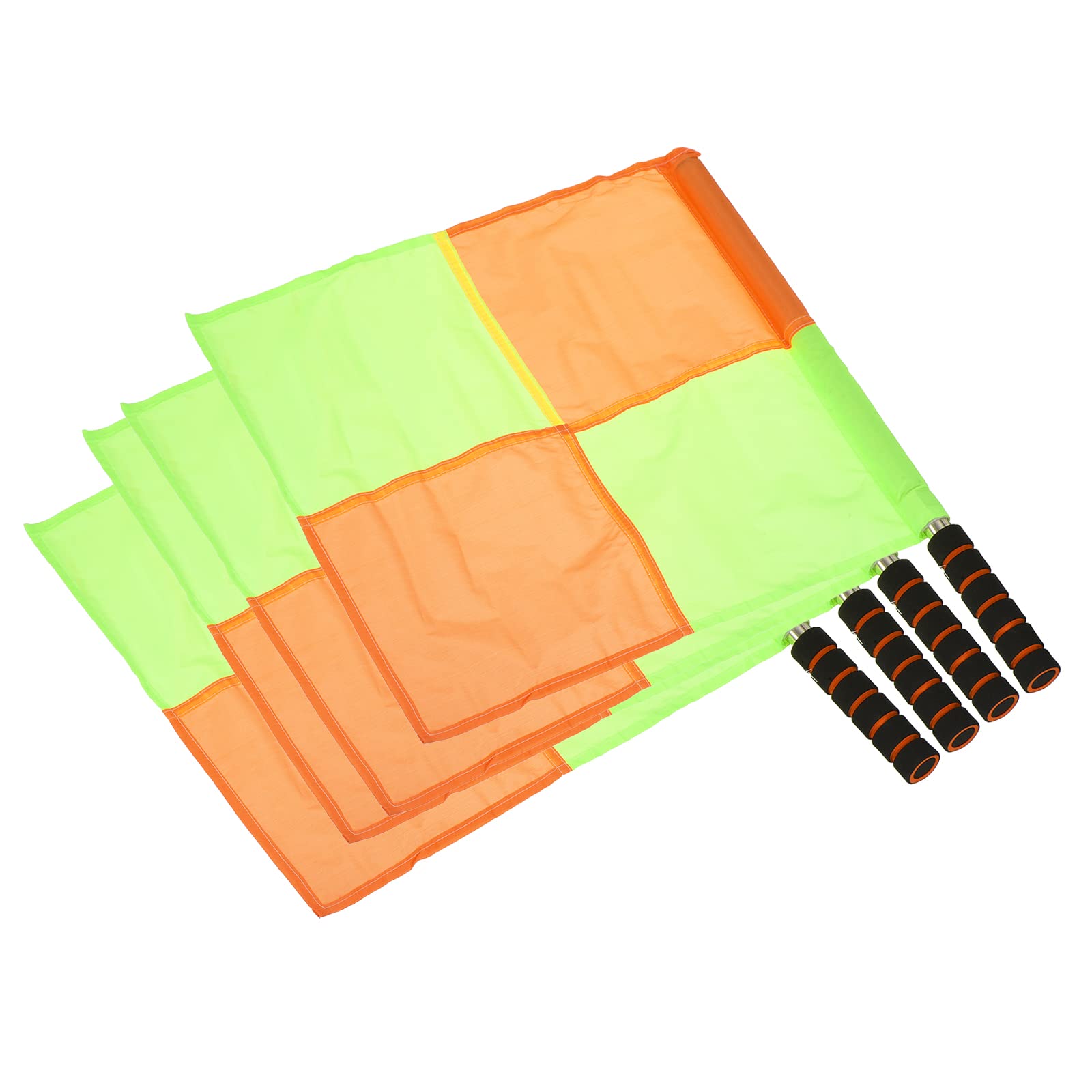 PATIKIL Referee Flag, 4 Pack Stainless Steel Pole Sponge Handle for Football Soccer Track and Field Sports Linesman Command Hand Signal, Checkered with Border