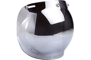 CHERN YUEH Smoke Tint Bubble Shield for 3-Snap Motorcycle Helmet (Chrome Mirror)