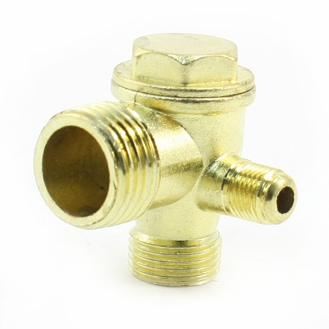 Sourcingmap Air Compressor Check Valve, PT3/8XPT1/2XM10(1.0) Male Thread, 3 Way Pneumatic Accessory, Brass