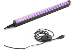 GREENIC Led Black Light Bar, 10W 1ft USB Portable T5 UV Blacklight Tube Glow in The Dark for Body Paint Room Bedroom Décor Party Supplies Stage Lighting Fluorescent Poster Halloween Club