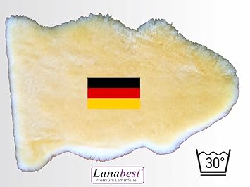 LANABEST Baby Lammfell ca.70cm. Premium Qualität, schadstoffarm. Medizinisch gegerbt, hergestellt in Deutschland. 30°C waschbar. Öko-Tex. Geeignet als Babyfell oder als Schaffell für den Kinderwagen. Geschenkqualität, zart, weich und geruchsarm. Länge ca. 70 cm