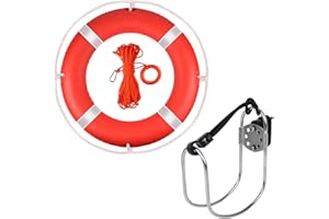 WTMORE Life Ring, 23"/28" Boat Safety Throw Rings, Life Preserver Ring with Bracket and 98.5 FT Floating Rescue Rope