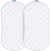 Bassinet Mattress Pad Cover Compatible with Halo BassiNest Swivel Sleeper, 2 Pack, Waterproof Quilted Ultra Soft Surface, Breathable and Easy Care