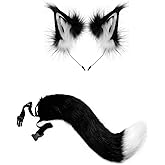 KCATHYYPET Furry Wolf Cat Fox therian Animal Ears Headband Tail Set Cosplay Costume For halloween Party Festival