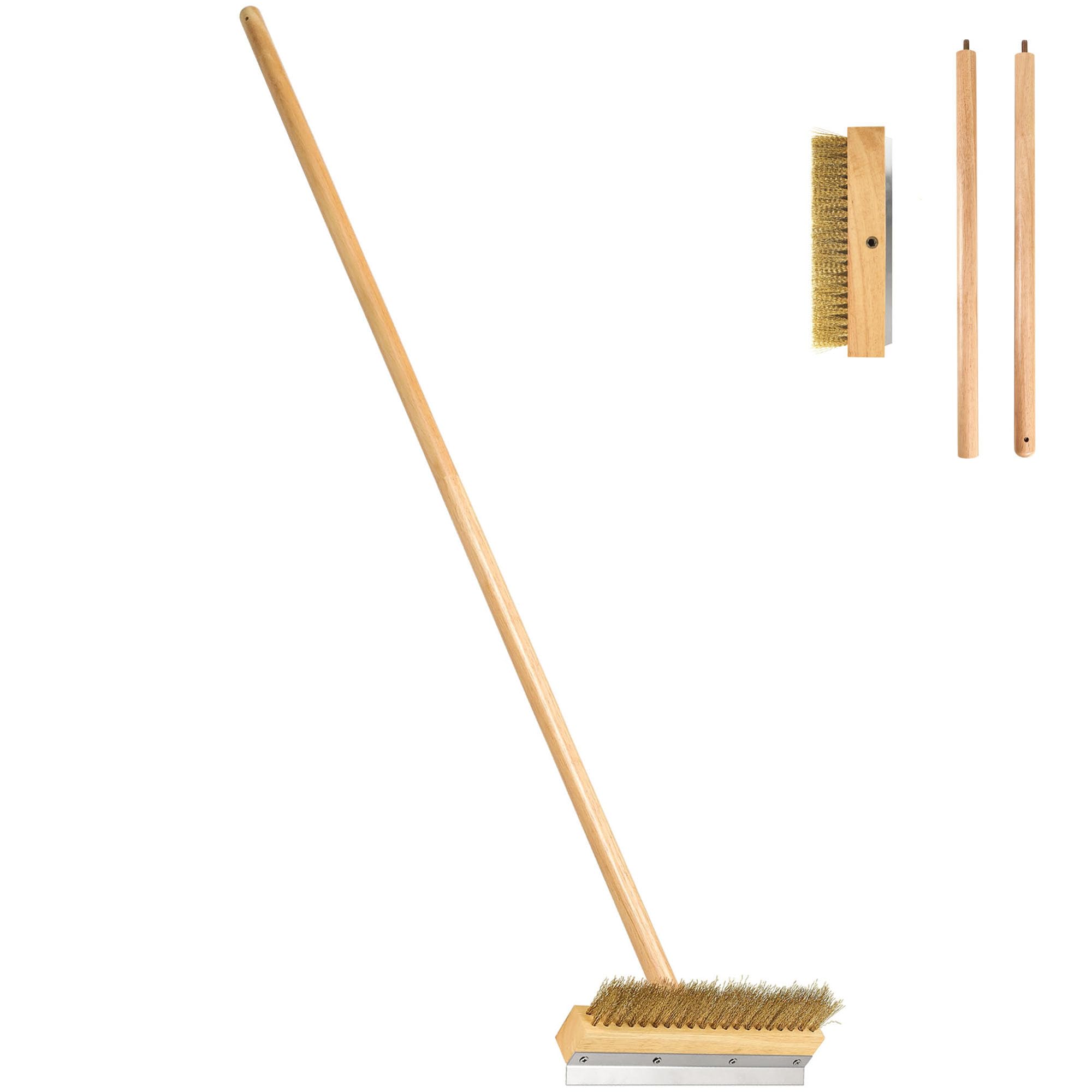 Photo 1 of SHANGPEIXUAN Pizza Oven Brush - 41-Inch Long Wood Handle Brass Bristles with Steel Scraper, Outdoor Pizza Oven Tool