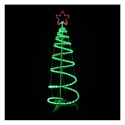 Set Of 4 Green Spiral Christmas Tree Pathway Light Up Outdoor