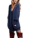 ZANZEA Women's V-Neck Long Sleeve Loose Blouse Jumper Tops Mini Dress Pullover