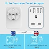 Loydia 5 in 1 UK to EU Travel Adapter with 4 USB Ports Type E/F Grounded view 3