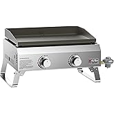 ONLYFIRE GRILLS Tabletop Flat Top Gas Griddle, 2-Burner Propane Gas Grill Griddle for Outdoor Cooking, Portable Stove for BBQ