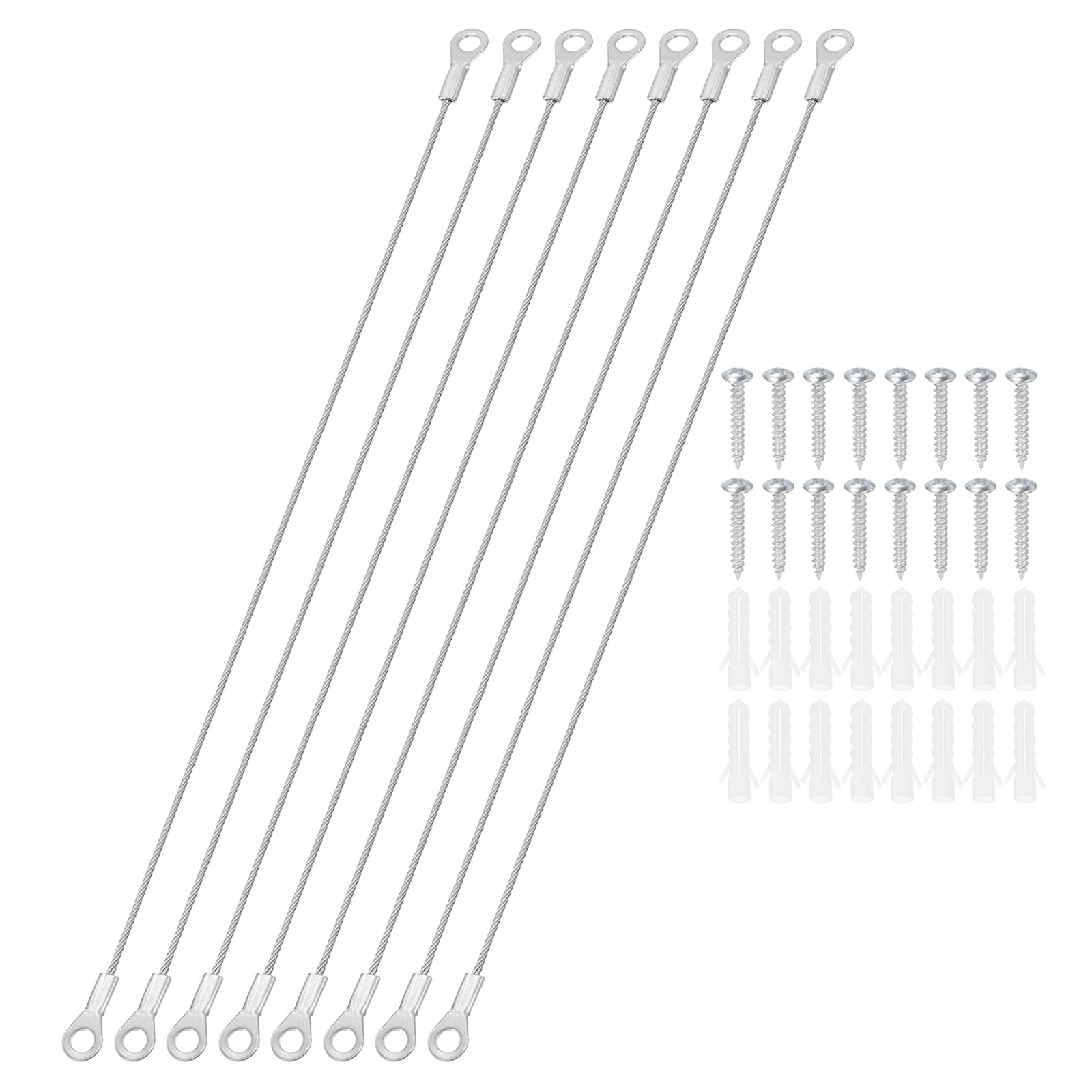 PATIKIL Cabinet Door Restraint Kit 1.5mm x 30cm, 8 Pack Stainless Steel Flexible Braided Cable Door Hinge Limiter for Limiting Chest Cupboard Door Opening Angle Swing