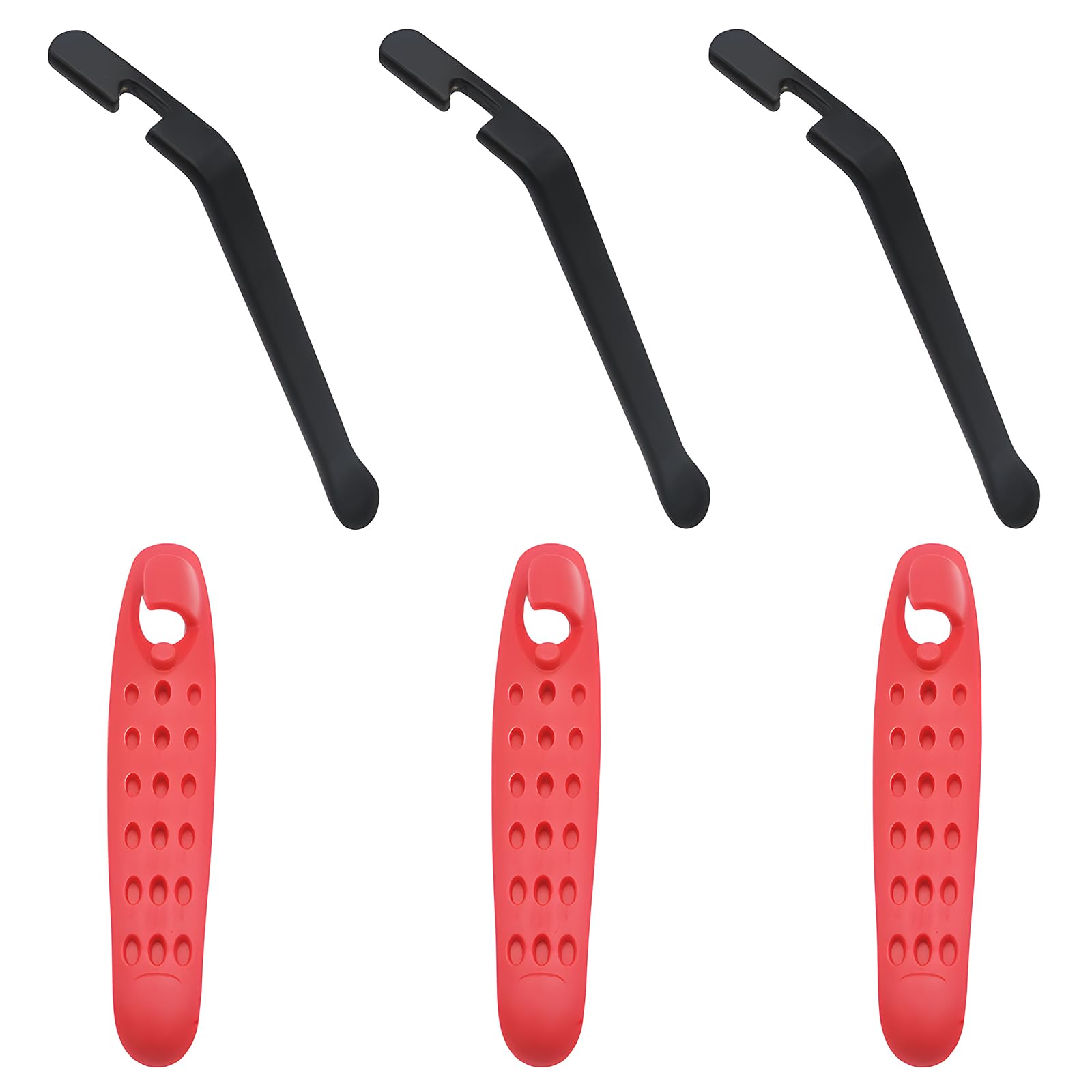 CTRICALVER Bike Tire Lever, Portable Bicycle Tire Levers, High Strength Bike Tire Repair Tool (3pcs black carbon steel + 3 pcs red nylon plastic)