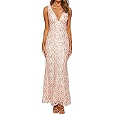 Elegant Lace Floral V Neck Backless Bodycon Dresses for Women Sexy Cut Out Low Back Sleeveless Maxi Dress Wedding Guest