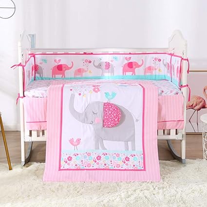 pink elephant nursery bedding