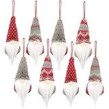 Gnomes Christmas Tree Ornaments Set of 8, Christmas Ornaments 2022 Handmade Plush Gnomes Santa Elf Hanging Home Decorations H